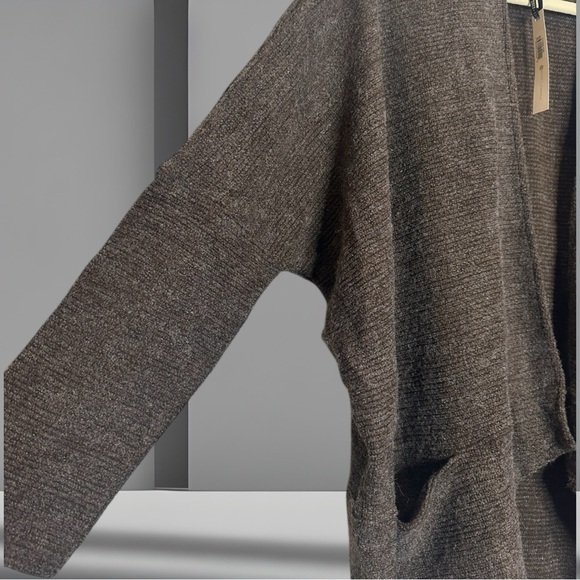 Janelle Ribbed Pocket Open Drape Cardigan | Chocolate | One Size - Picture 3 of 6